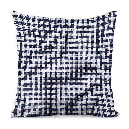 Navy And White Gingham Pattern Print Pillow Cover