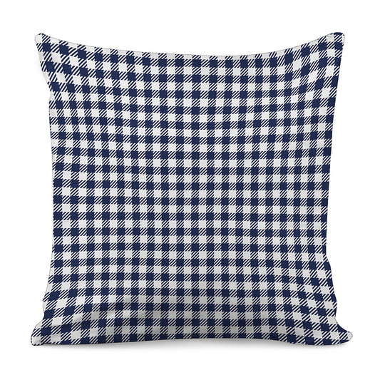 Navy And White Gingham Pattern Print Pillow Cover