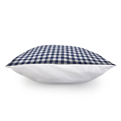 Navy And White Gingham Pattern Print Pillow Cover