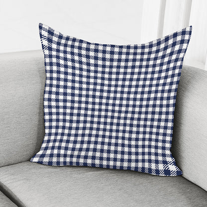 Navy And White Gingham Pattern Print Pillow Cover