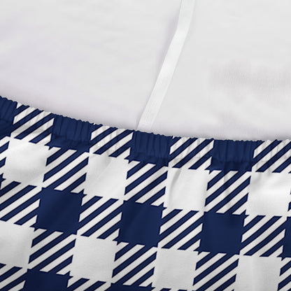 Navy And White Gingham Pattern Print Sofa Cover