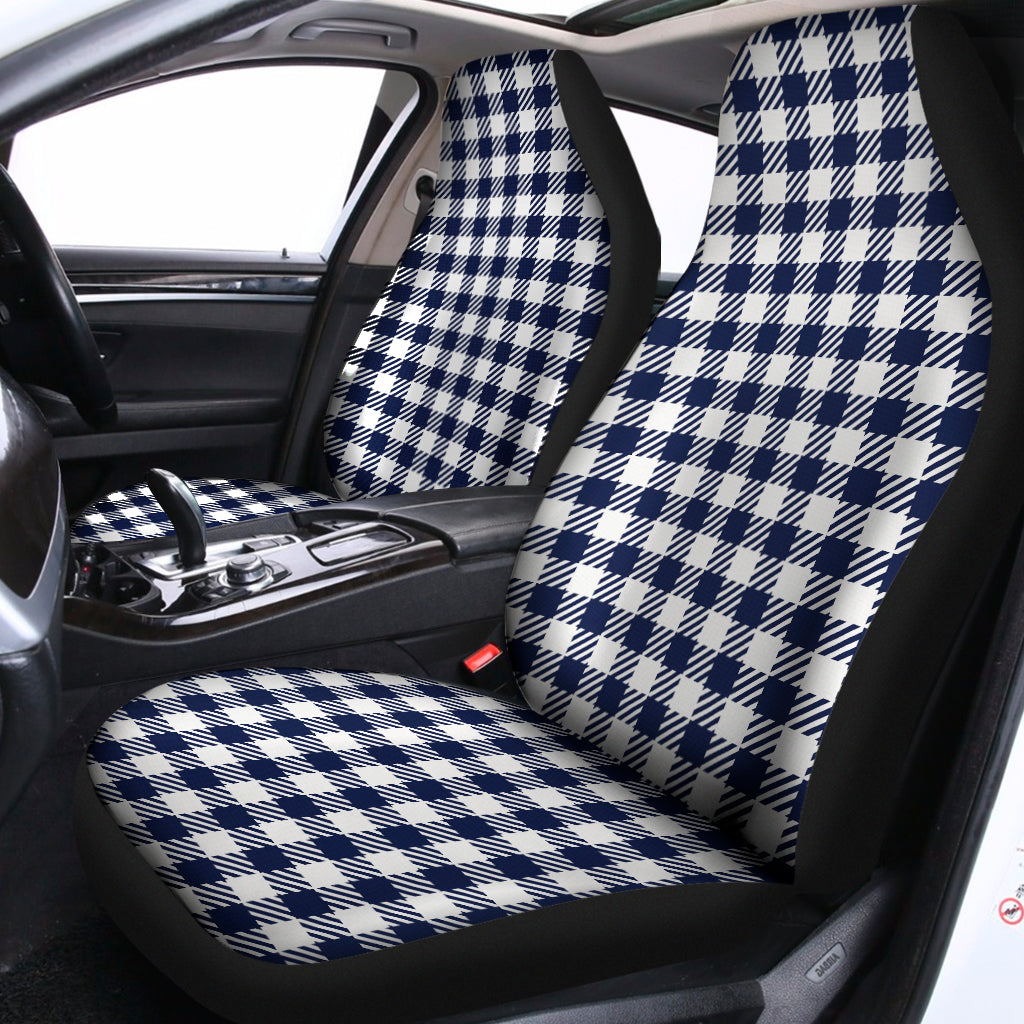 Navy And White Gingham Pattern Print Universal Fit Car Seat Covers