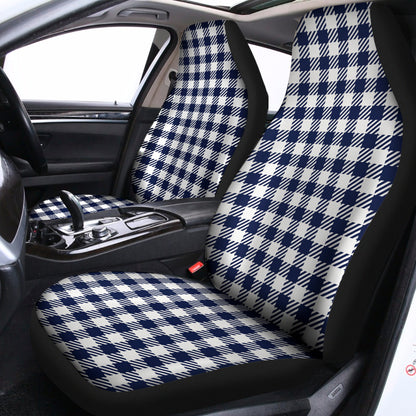 Navy And White Gingham Pattern Print Universal Fit Car Seat Covers