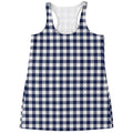 Navy And White Gingham Pattern Print Women's Racerback Tank Top
