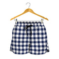 Navy And White Gingham Pattern Print Women's Shorts