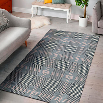 Navy And White Glen Plaid Print Area Rug