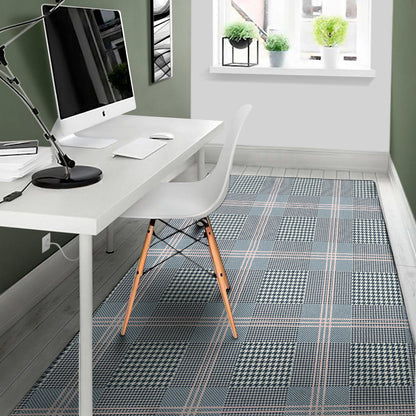 Navy And White Glen Plaid Print Area Rug