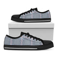 Navy And White Glen Plaid Print Black Low Top Sneakers