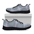 Navy And White Glen Plaid Print Black Running Shoes