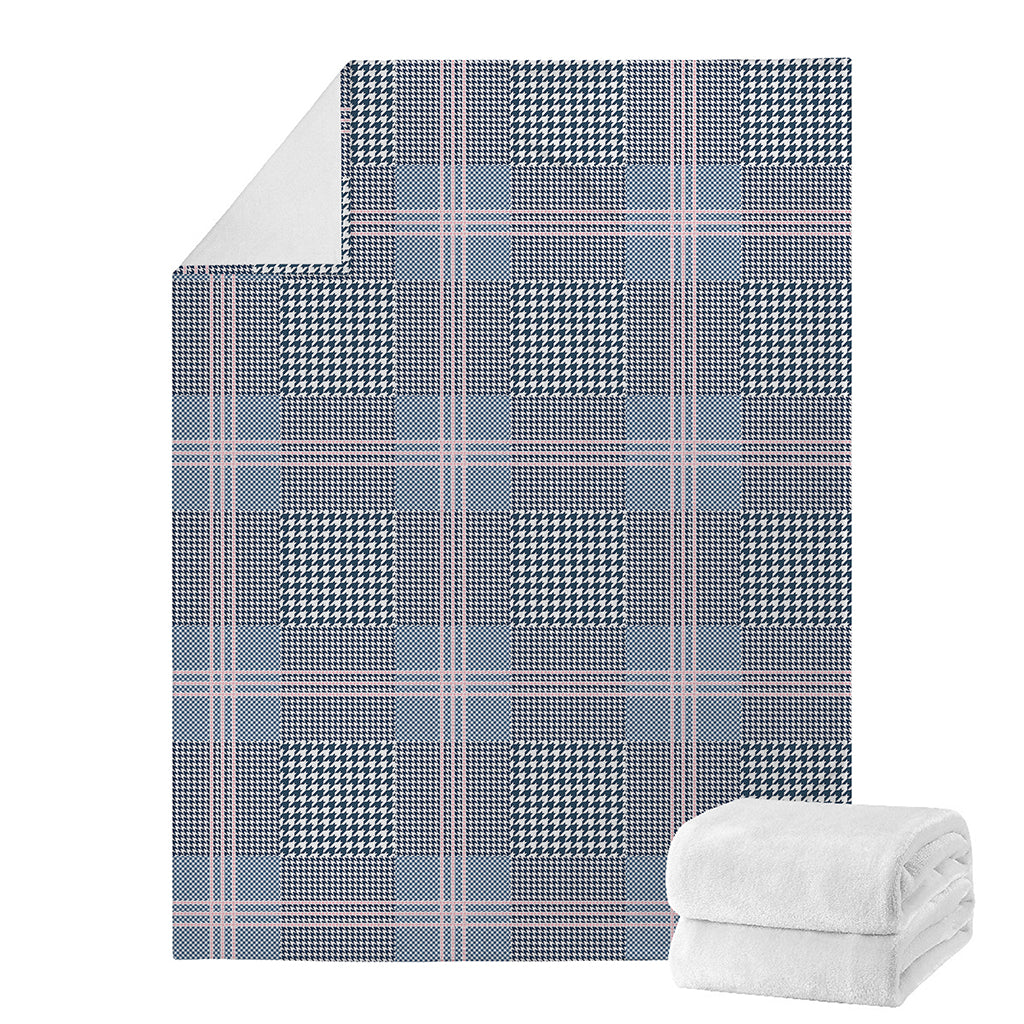 Navy And White Glen Plaid Print Blanket