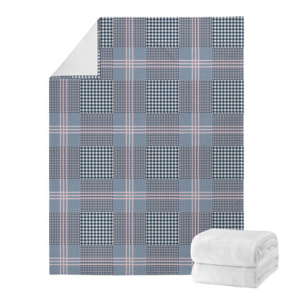 Navy And White Glen Plaid Print Blanket