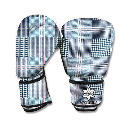 Navy And White Glen Plaid Print Boxing Gloves