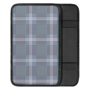 Navy And White Glen Plaid Print Car Center Console Cover