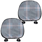 Navy And White Glen Plaid Print Car Headrest Covers
