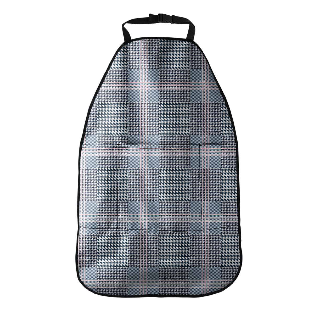 Navy And White Glen Plaid Print Car Seat Organizers