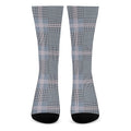 Navy And White Glen Plaid Print Crew Socks