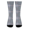 Navy And White Glen Plaid Print Crew Socks