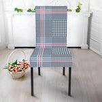 Navy And White Glen Plaid Print Dining Chair Slipcover