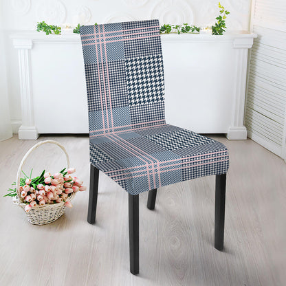 Navy And White Glen Plaid Print Dining Chair Slipcover