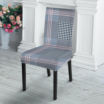 Navy And White Glen Plaid Print Dining Chair Slipcover
