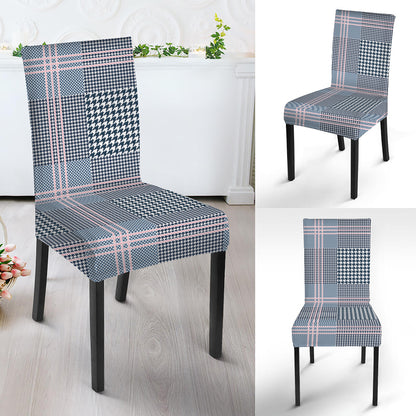 Navy And White Glen Plaid Print Dining Chair Slipcover