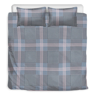 Navy And White Glen Plaid Print Duvet Cover Bedding Set