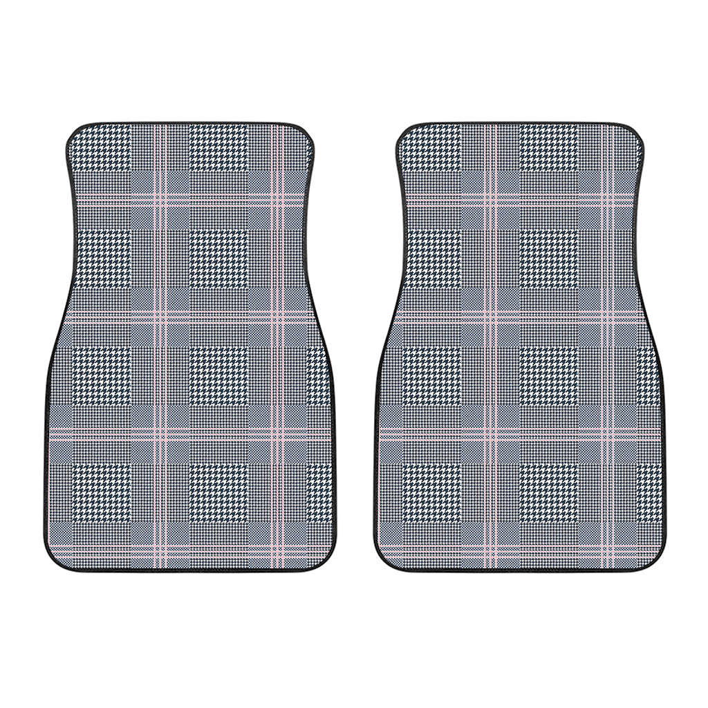 Navy And White Glen Plaid Print Front Car Floor Mats