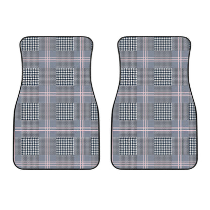 Navy And White Glen Plaid Print Front Car Floor Mats