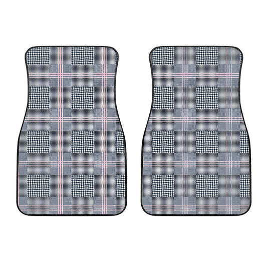 Navy And White Glen Plaid Print Front Car Floor Mats