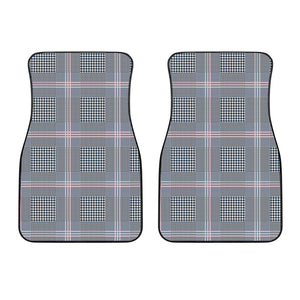 Navy And White Glen Plaid Print Front Car Floor Mats