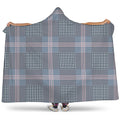 Navy And White Glen Plaid Print Hooded Blanket