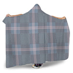 Navy And White Glen Plaid Print Hooded Blanket