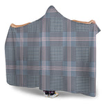 Navy And White Glen Plaid Print Hooded Blanket