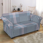 Navy And White Glen Plaid Print Loveseat Slipcover