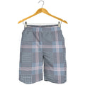 Navy And White Glen Plaid Print Men's Shorts