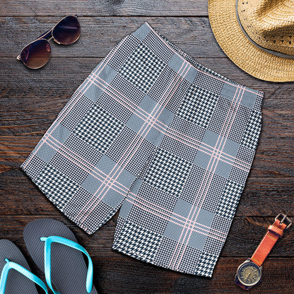 Navy And White Glen Plaid Print Men's Shorts