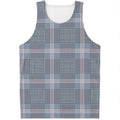 Navy And White Glen Plaid Print Men's Tank Top