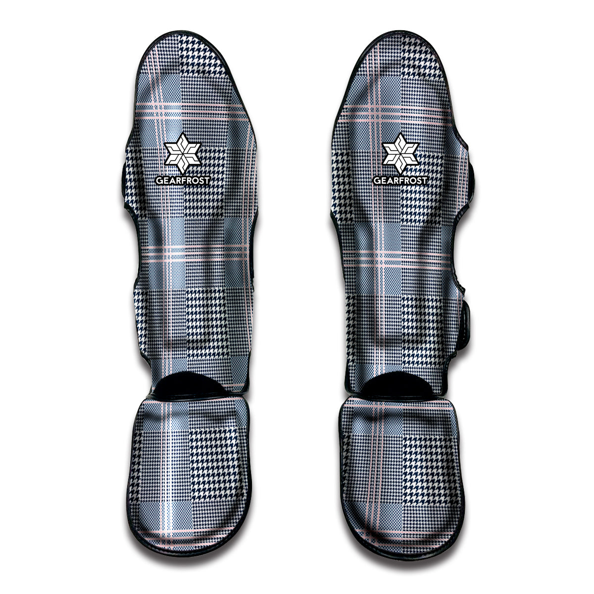 Navy And White Glen Plaid Print Muay Thai Shin Guard