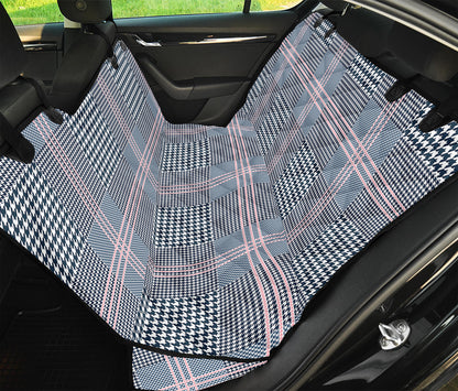 Navy And White Glen Plaid Print Pet Car Back Seat Cover