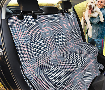 Navy And White Glen Plaid Print Pet Car Back Seat Cover