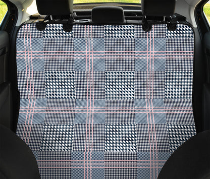 Navy And White Glen Plaid Print Pet Car Back Seat Cover