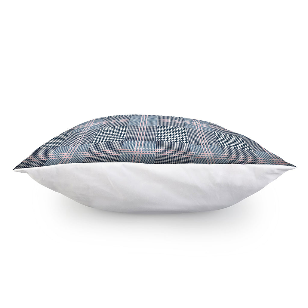 Navy And White Glen Plaid Print Pillow Cover