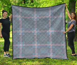 Navy And White Glen Plaid Print Quilt