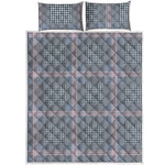 Navy And White Glen Plaid Print Quilt Bed Set