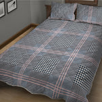 Navy And White Glen Plaid Print Quilt Bed Set