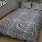 Navy And White Glen Plaid Print Quilt Bed Set