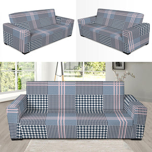 Navy And White Glen Plaid Print Sofa Slipcover