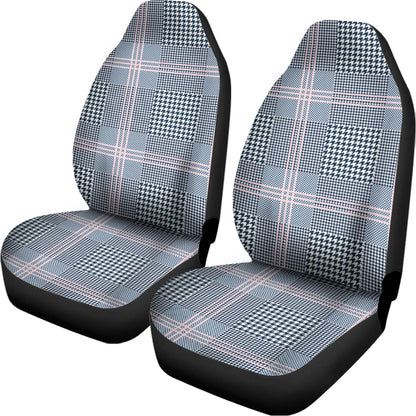 Navy And White Glen Plaid Print Universal Fit Car Seat Covers