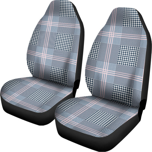 Navy And White Glen Plaid Print Universal Fit Car Seat Covers