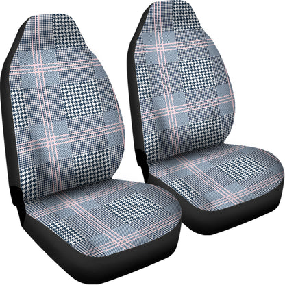 Navy And White Glen Plaid Print Universal Fit Car Seat Covers
